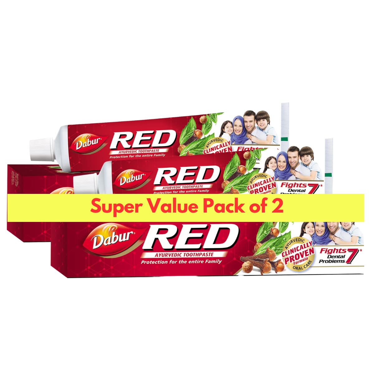 Dabur Red Ayurvedic Toothpaste for Teeth & Gums (2x200g) | Enriched with Potent Ayurvedic Ingredients | For Healthy Gums & Strong Teeth | Super Value Pack of 2