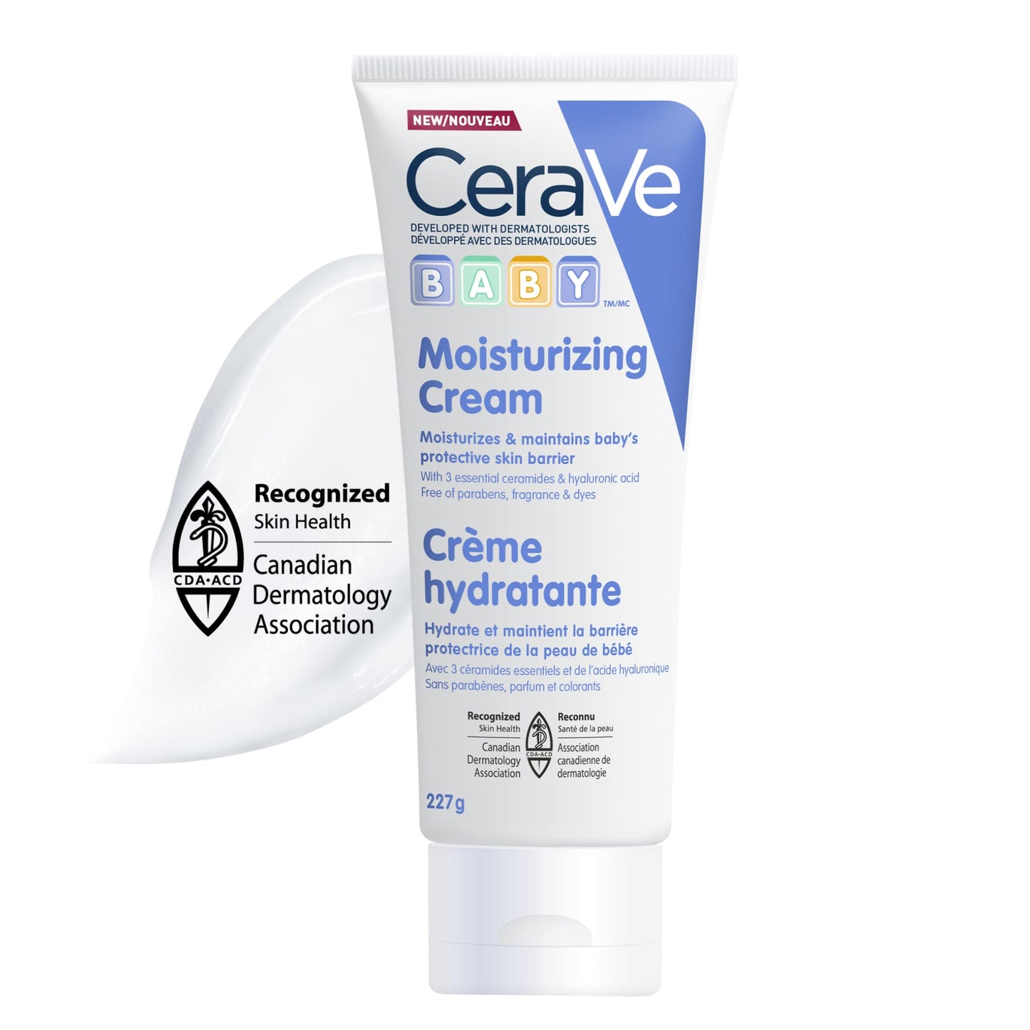 CeraVe Baby Moisturizing Cream, Gentle Baby Skincare For Face and Body with Ceramides and Hyaluronic Acid, Fragrance-Free, Paraben-Free & Dye-Free, Developed with Pediatric Dermatologists, 227GR