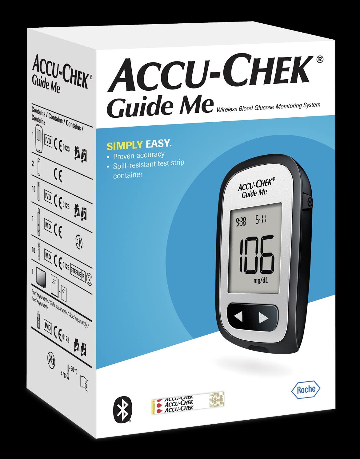 Accu-Chek Guide Me® Meter Diabetes Kit with 50 test strips,10 Lancings for Diabetic Blood Glucose Testing- package may vary
