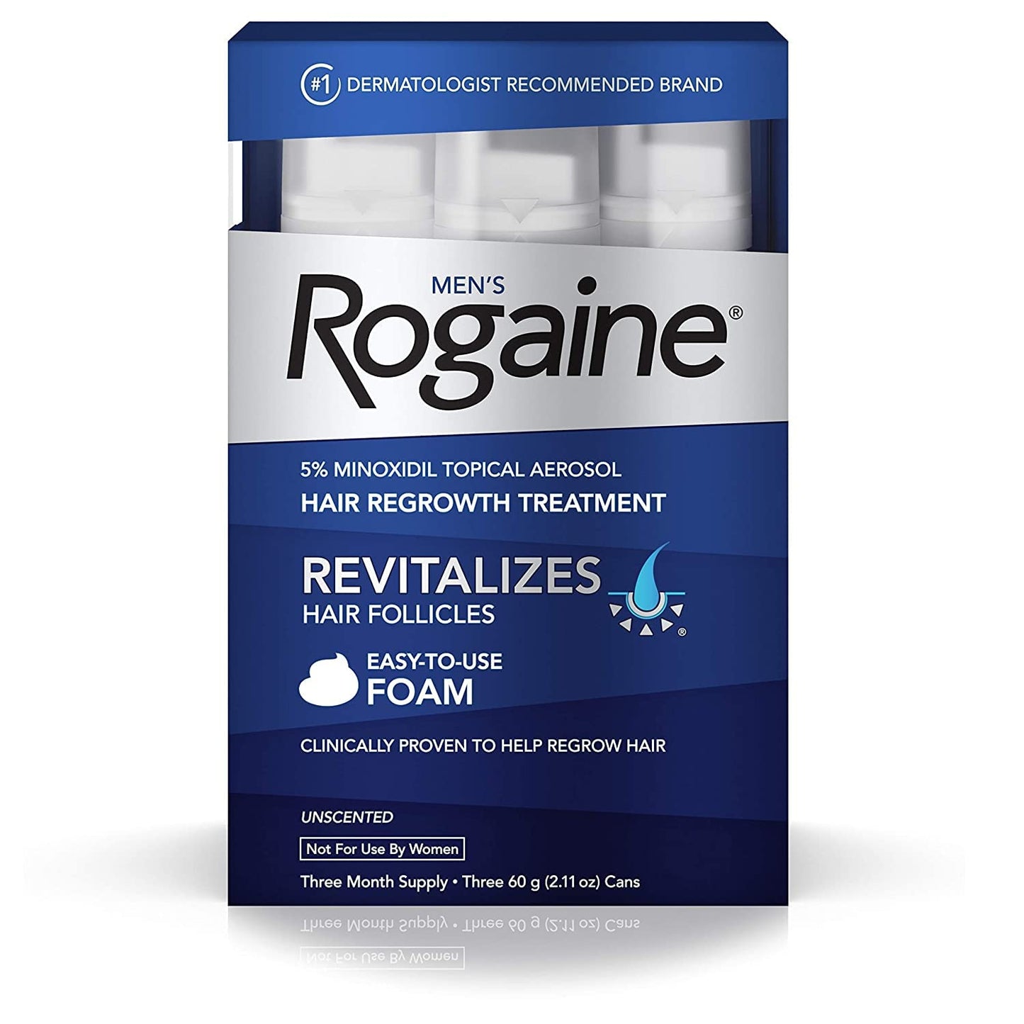 Rogaine Men's Rogaine 5% Minoxidil Foam for Hair Loss and Hair Regrowth, Topical Treatment for Thinning Hair, 3-Month Supply