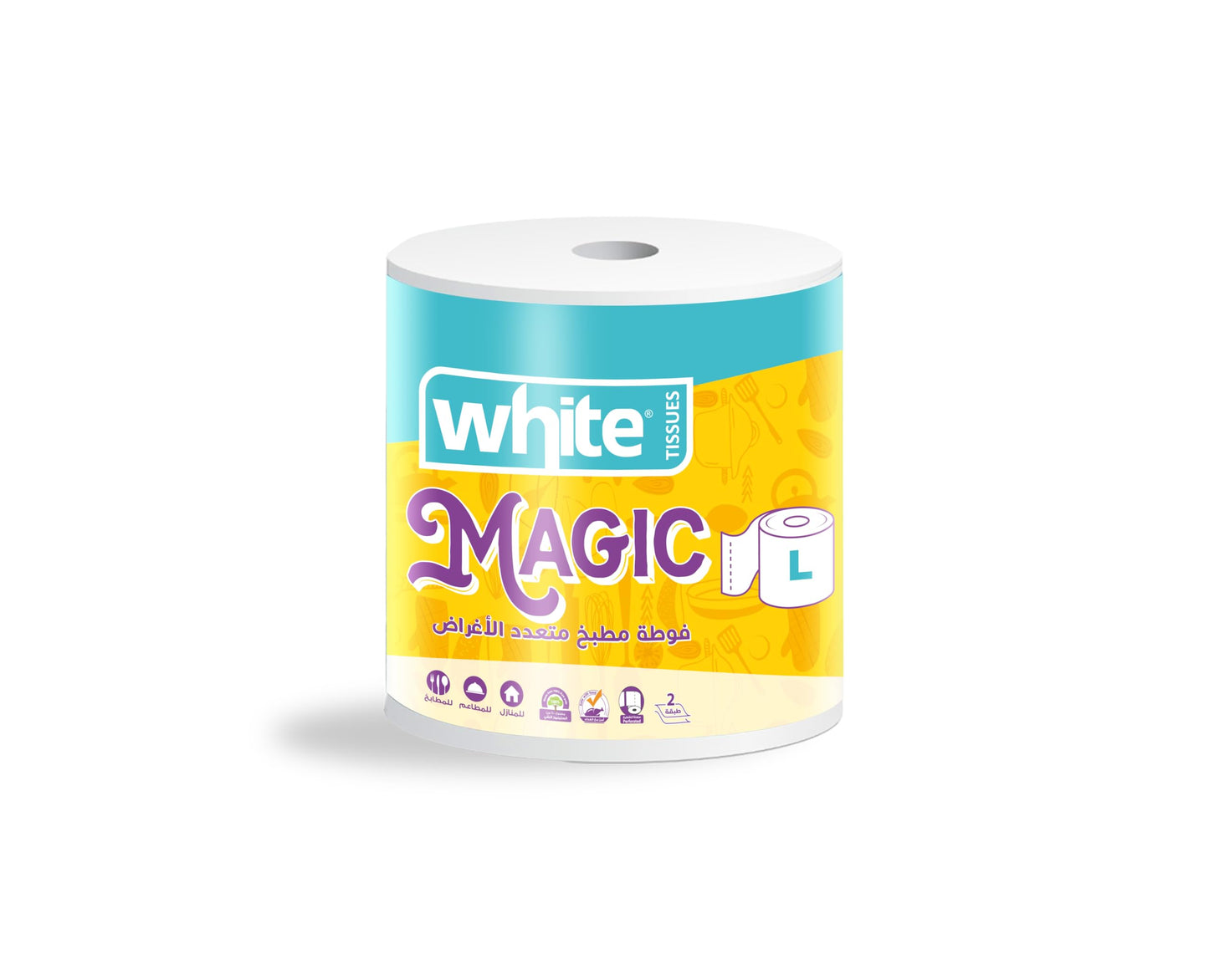 White Magic Kitchen L Roll – 3Ply | Strong, Compact & Oil-Absorbent