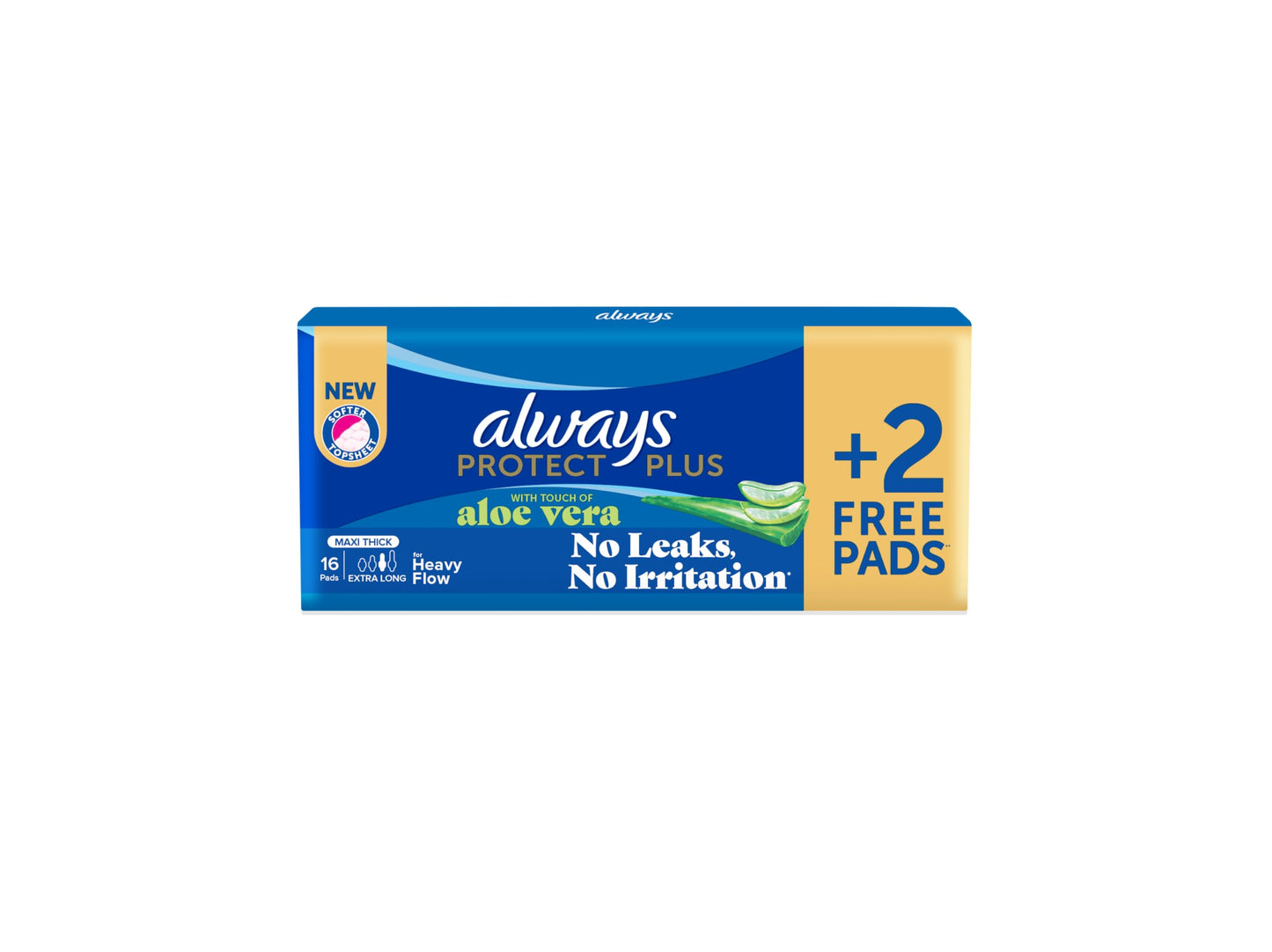Always Sanitary Pad, Soft, Thick, Extra Long, Heavy Flow, 16 Pads (Packaging May Vary)