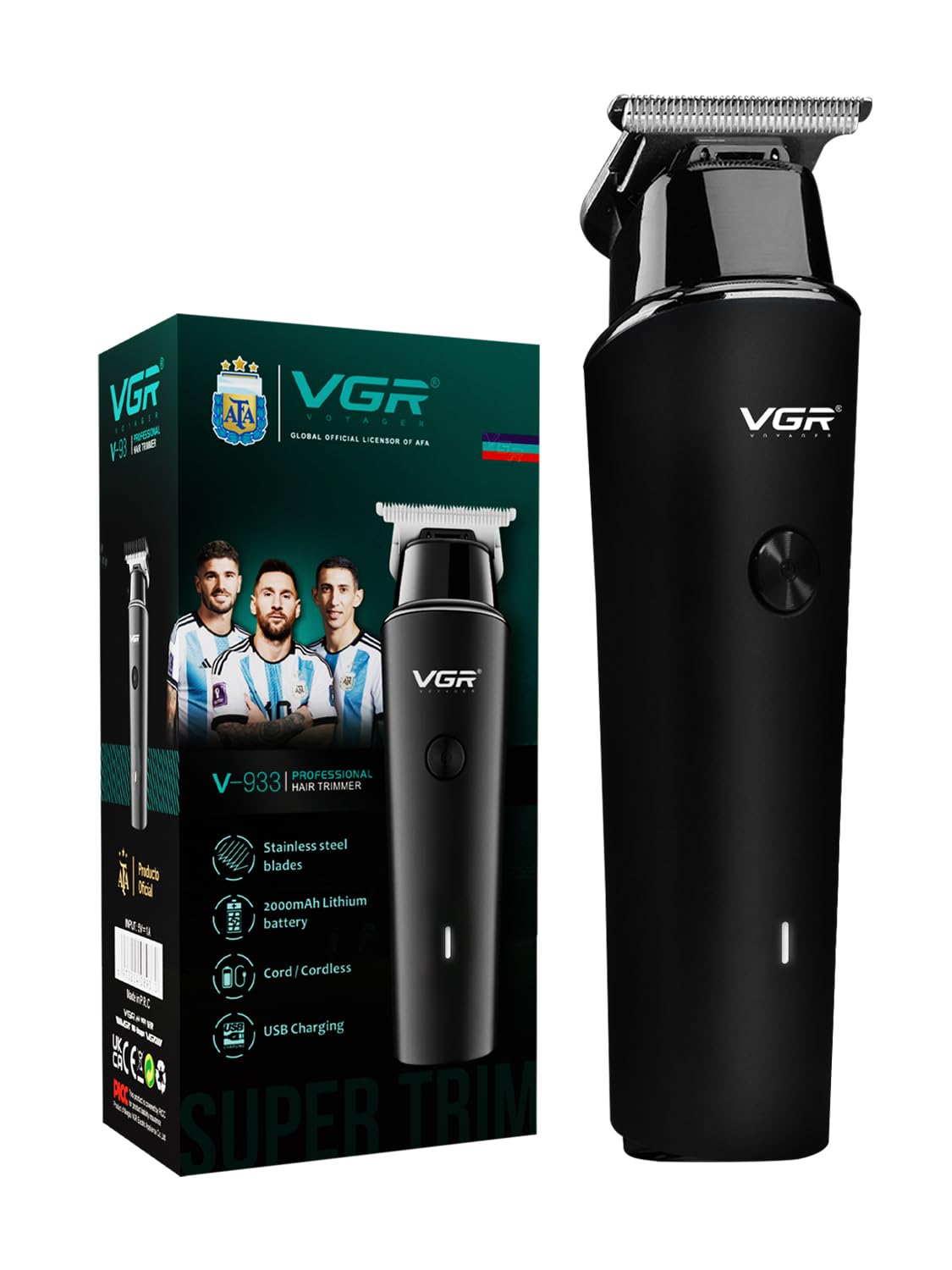 VGR V-933 Professional Corded & Cordless Hair Trimmer Runtime:500 minutes (Black)