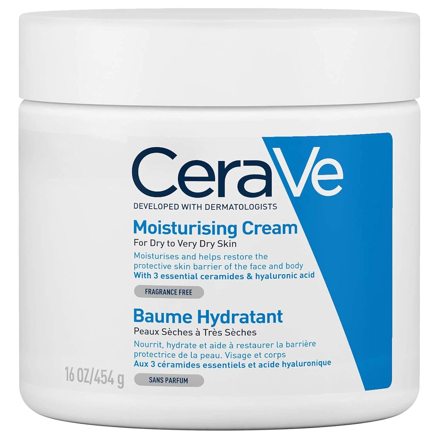 CeraVe Moisturising Cream | 454g/16oz | Daily Face, Body & hand Moisturiser for Instant & Long-Lasting Hydration