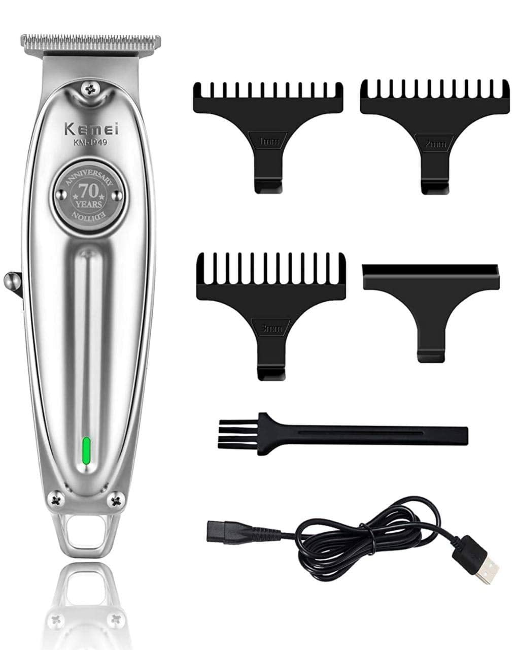 KEMEI KM-1949 Professional Rechargeable Hair Clipper for Men (Silver)