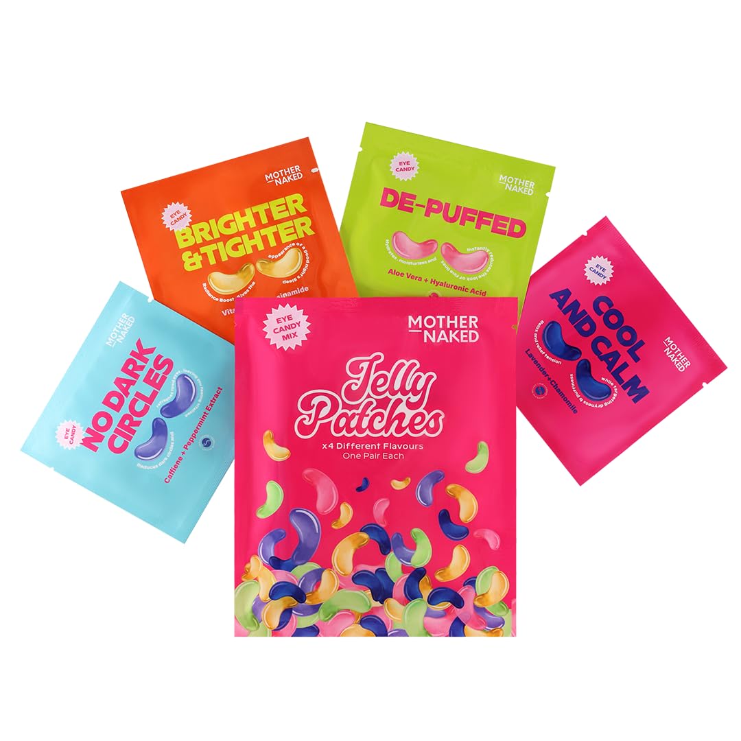Mother Naked MotherNaked Jelly Patches | 4-Pack Undereye Patch Bundle | No Dark Circles | Cool and Calm | Brighter and Tighter | De-Puffed