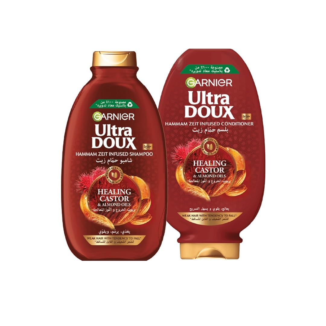 Garnier Ultra Doux Castor & Almond Oils Strengthening Shampoo, 400 ml + conditioner 360 ml