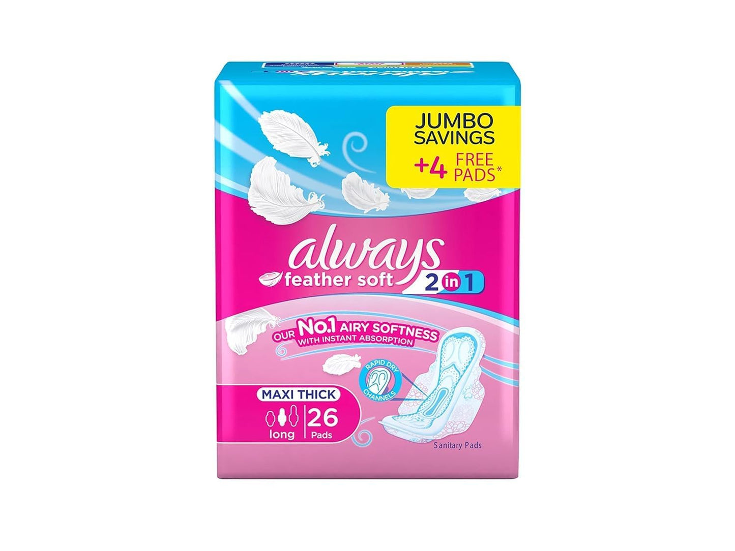 Always Thick Long Feather Soft Pads, 26 Pads