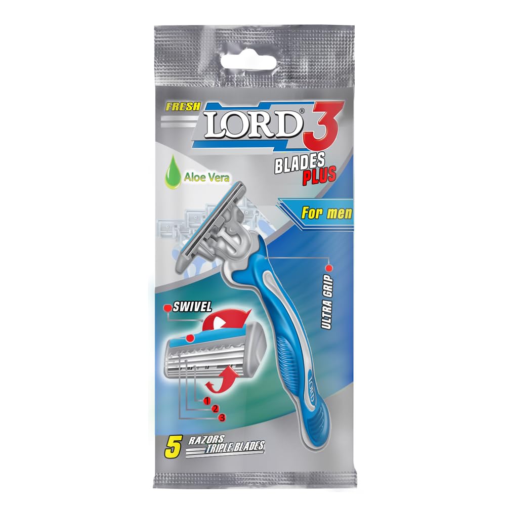 LORD Triple Blade Disposable Razor for Men, Pack of 5