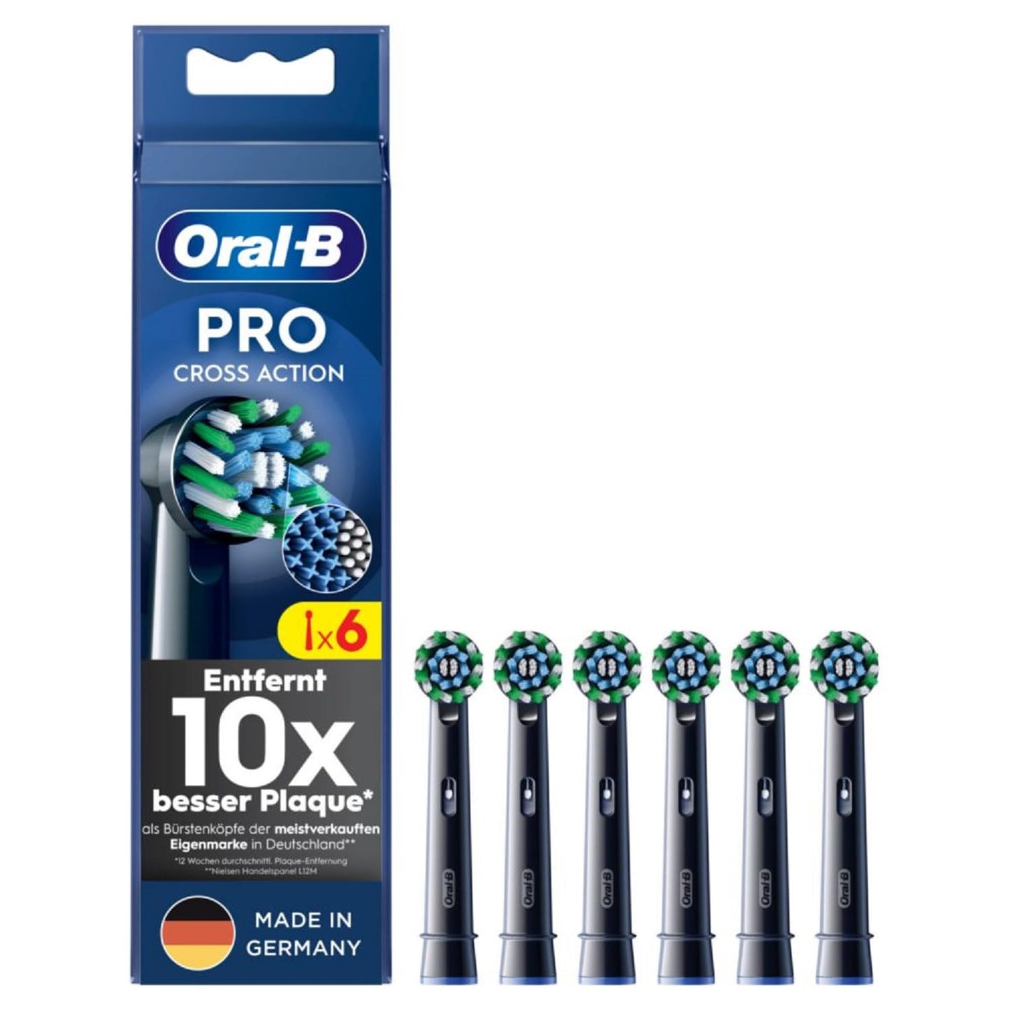 Oral-B Pro CrossAction Replacement Toothbrush Heads for Electric Toothbrush, Pack of 6, Superior Teeth Cleaning with Innovative X-Shaped Bristles, Original Oral-B Toothbrush Attachment, Made in