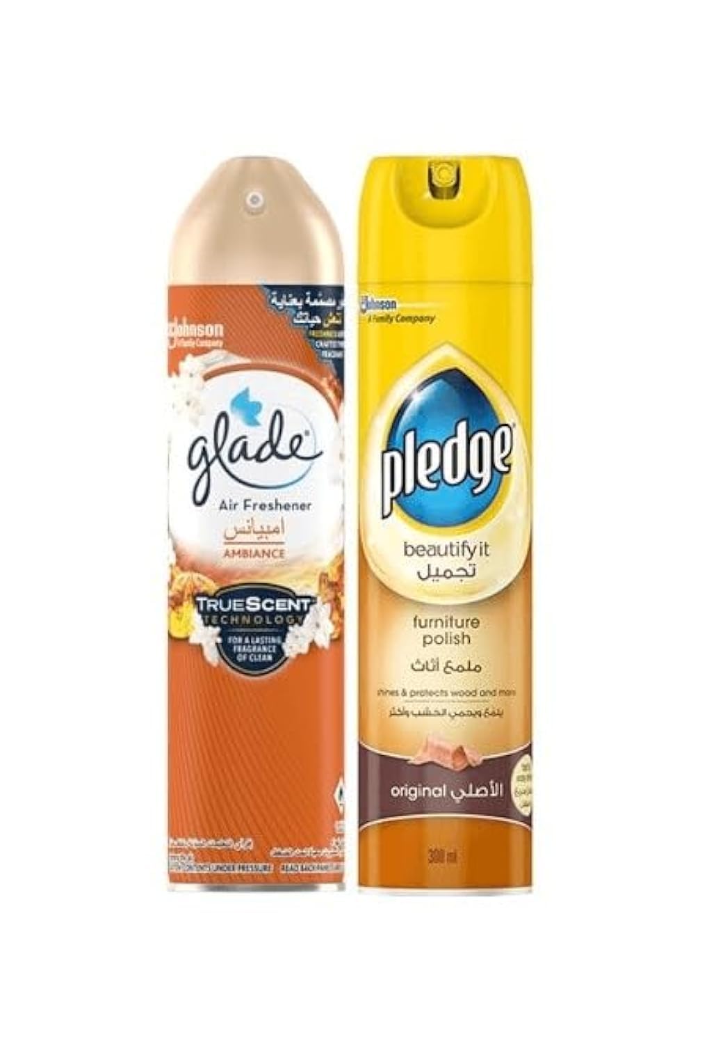 Glade Aerosol 5in1 Ambiance Air Freshener, 300ml + Pledge Beautify It Furniture Polish Spray, Original Scent, 300ml
