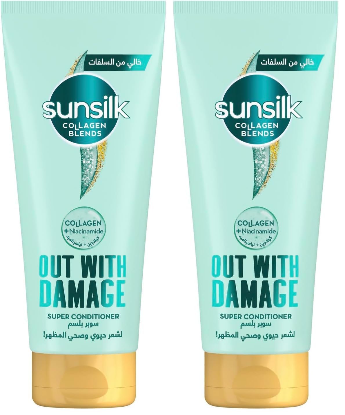 Sunsilk Collagen Blends sulfate free Super Conditioner, Out with Damage, with Collagen & Niacinamide, for hair nourishment & repair, 170ml (Pack of 2)