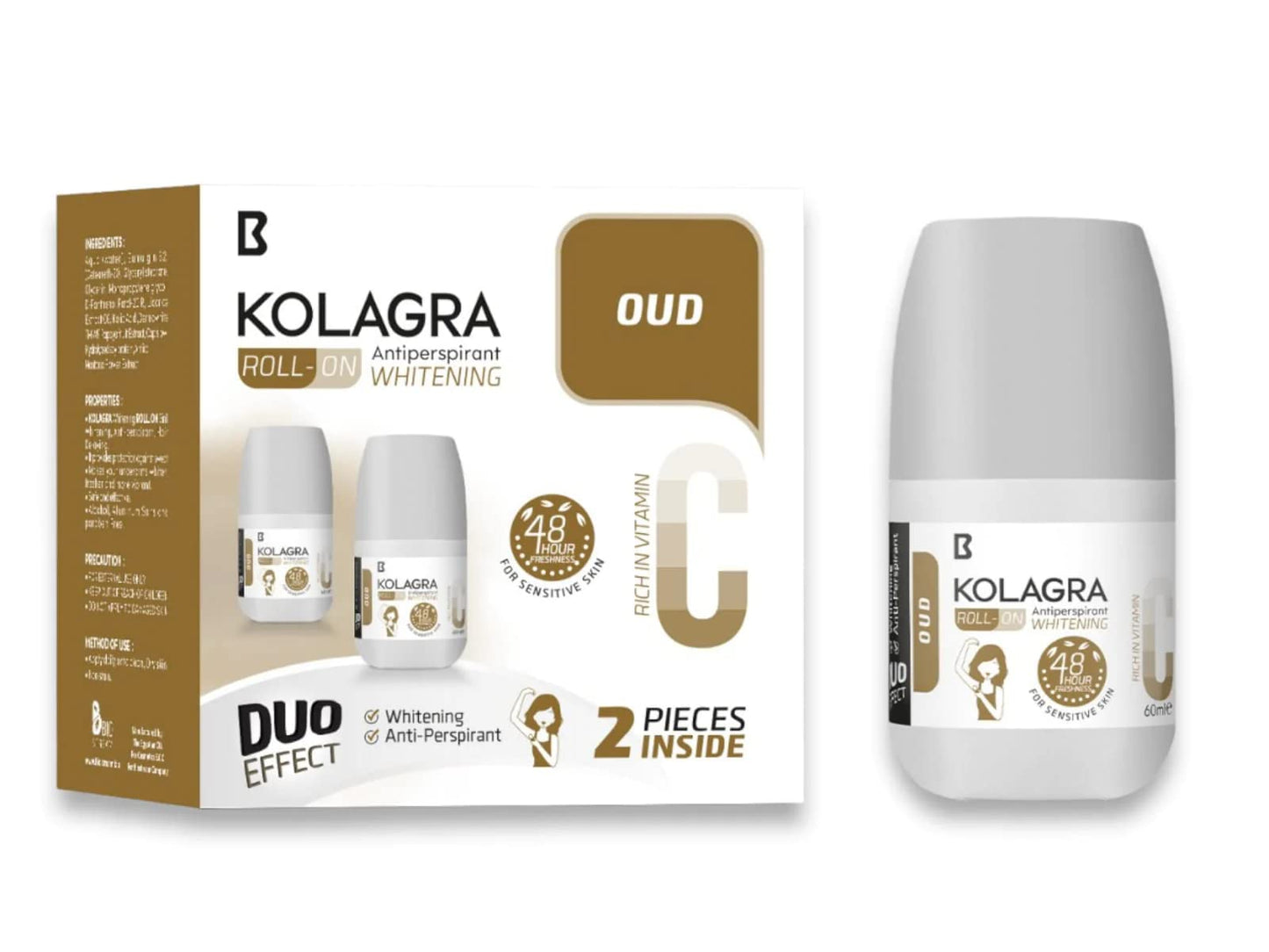 Kolagra Whitening Roll On 2X1 Promopack 1+1 Oud 120ML Yellow