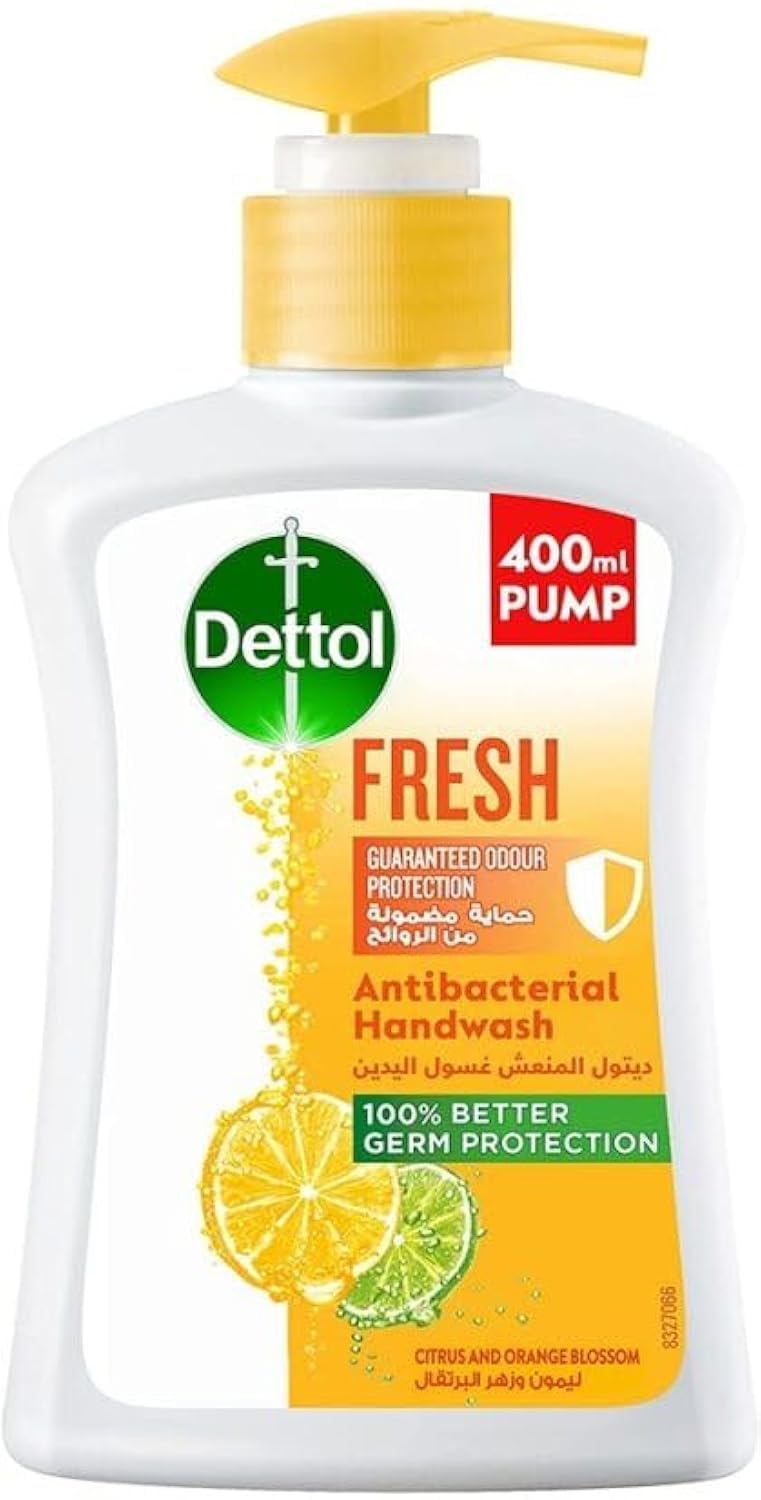Dettol Fresh Handwash Liquid Soap Pump for effective Germ Protection & Personal Hygiene (protects against 100 illness causing germs), Citrus & Orange Blossom Fragrance, 400ml