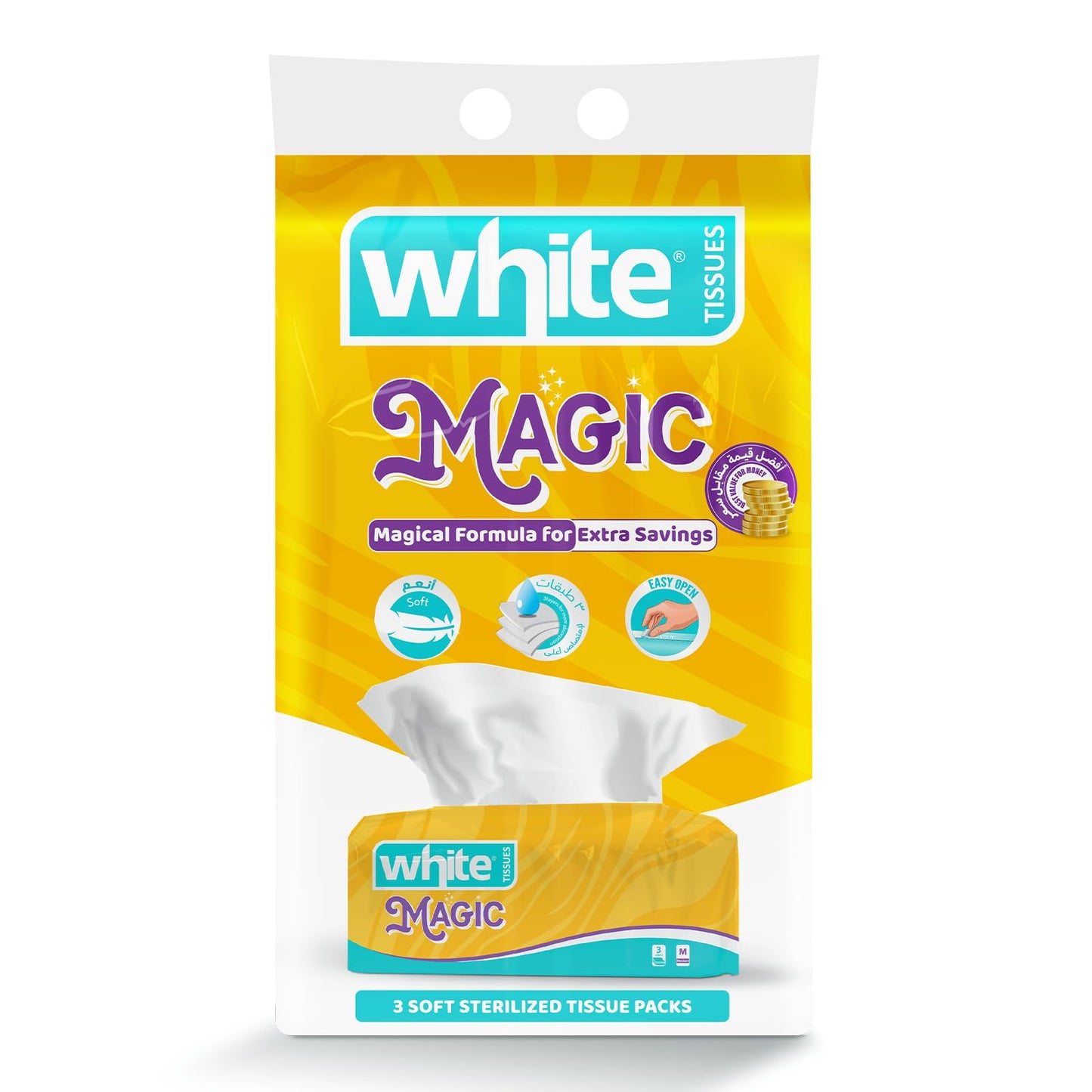 White Magic Flexi Facial Tissues – 480 Sheets; 3Ply, Pack of 3 | Ultra-Soft, Flexible & Strong for Everyday Use; Long-Lasting Convenience