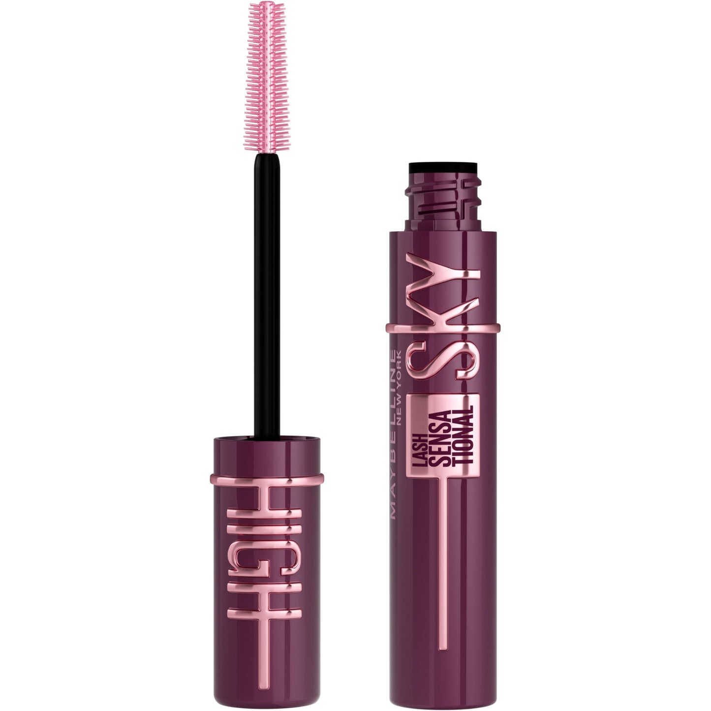 Maybelline New York Mascara Lash Sensational Sky High Volumizing and Thickening Eyelash Lengthening. Flake Free Formula, Mascara Burgundy Haze