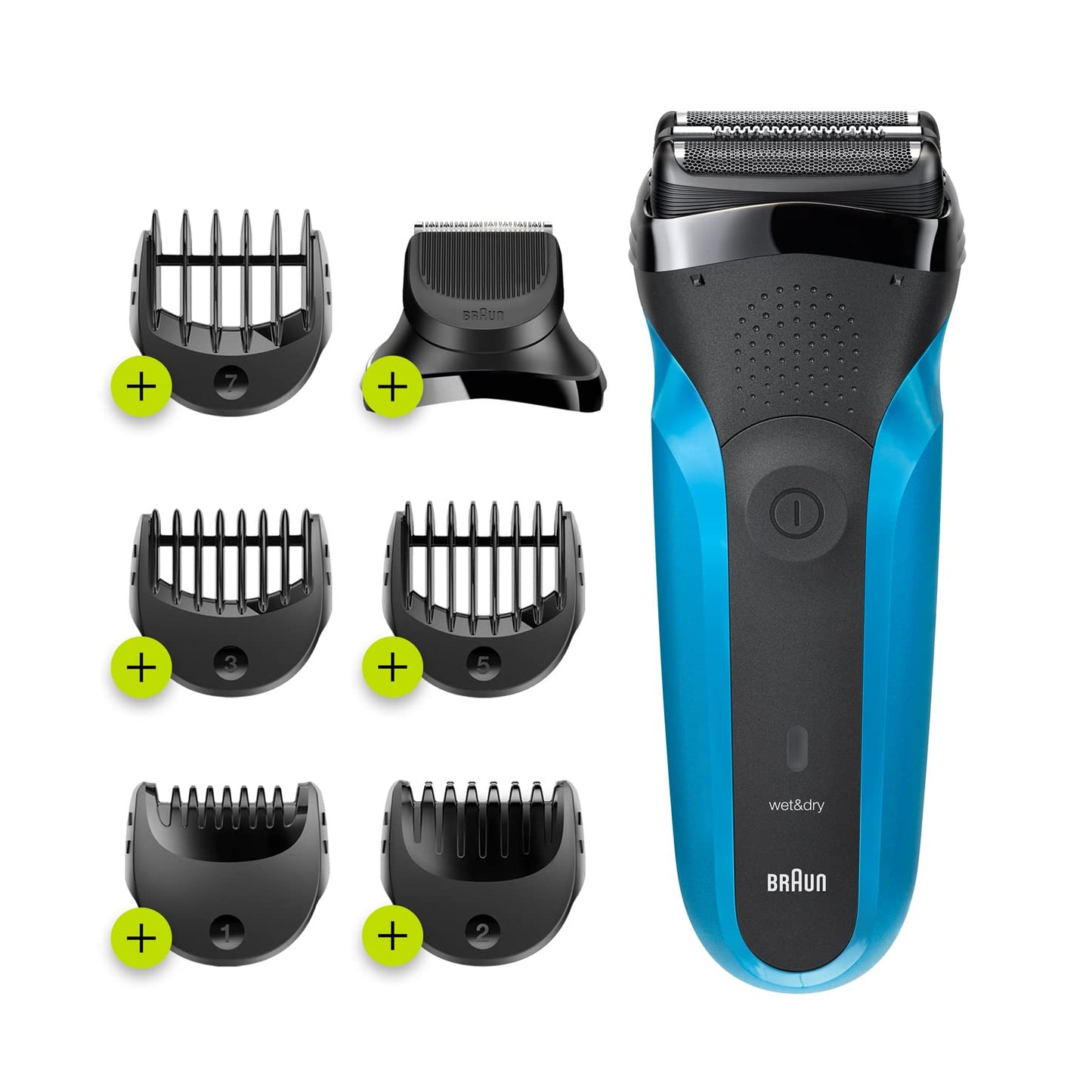 Braun Series 3 Shave&Style 310BT Wet & Dry Shaver with Trimmer Head and 5 Combs, Black / Blue