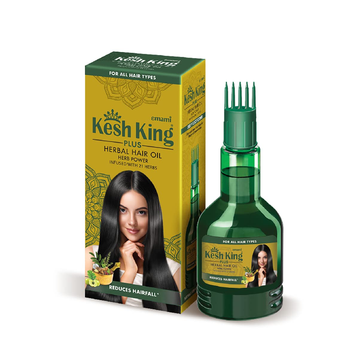 Emami Kesh King Plus Herbal Hair Oil | Infused With 21 Powerful Herbs | Reduces Hairfall and Repairs Split Ends | Improves Hair Luster And Shine | 60ml