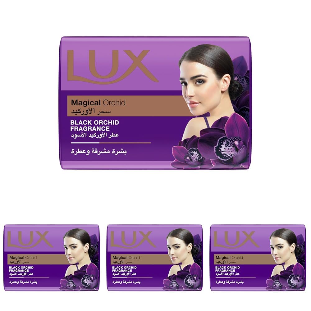 Lux Bar Soap Magical Orchid, Black orchid fragrance,for glowing skin 165G (Pack of 4)