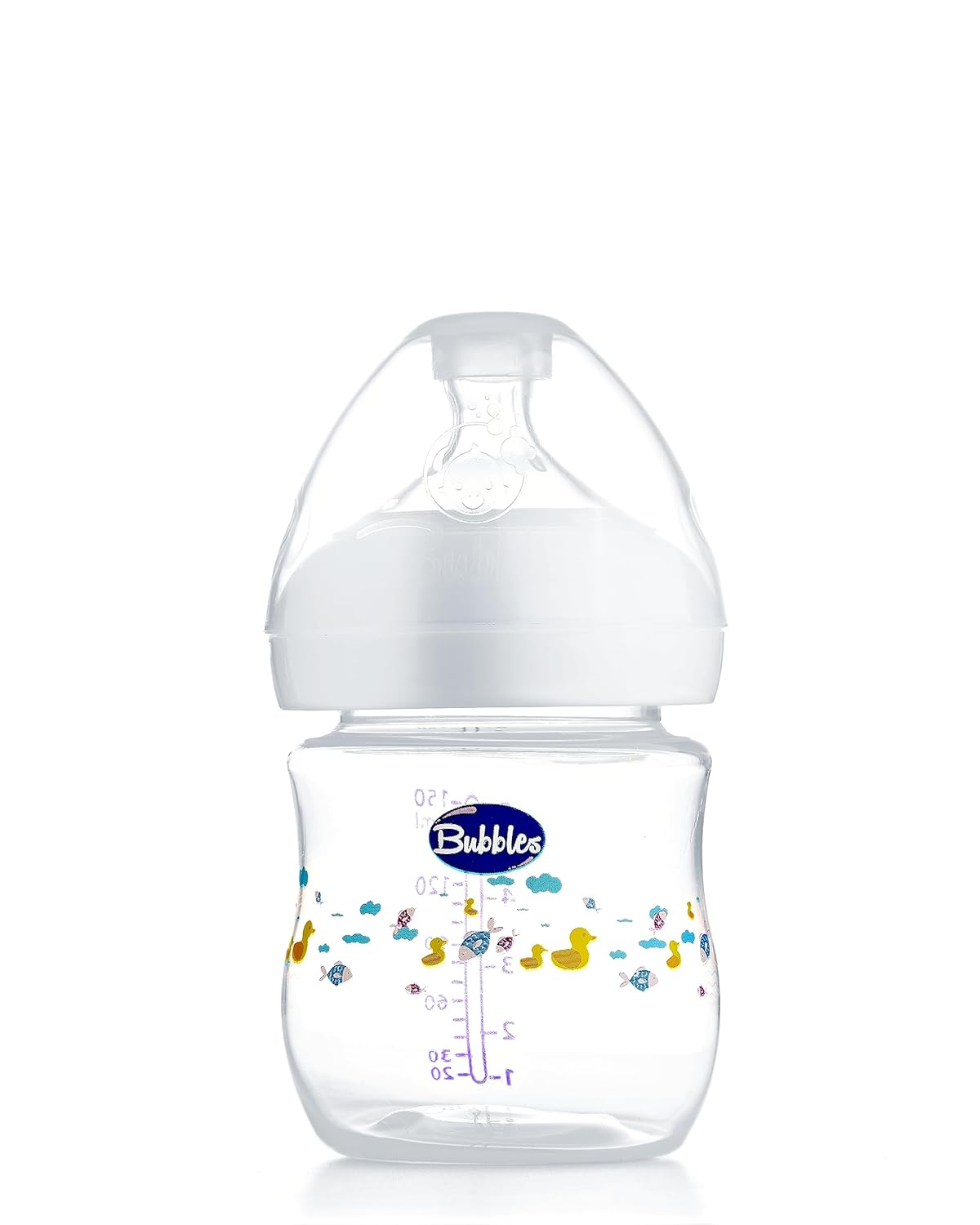 Bubbles natural feeding bottle without hand 150 ml - white