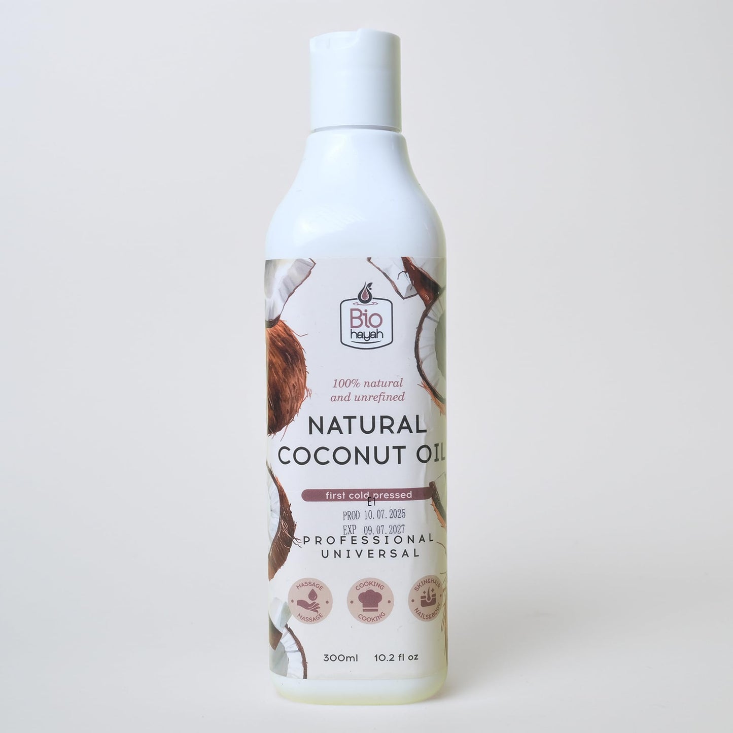 Biohayah Pure Coconut Massage Oil – 300ml | Deep Hydration & Relaxation
