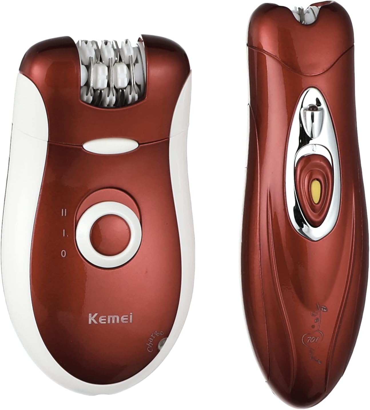 KEMEI Generic KM-3068 3-in-1 Cordless Epilator, Red, Not Water Resistant, Includes Charger, Cleaning Brush, Manual