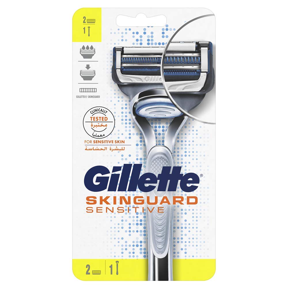Gillette Skinguard Razor Handle with 2 Blades