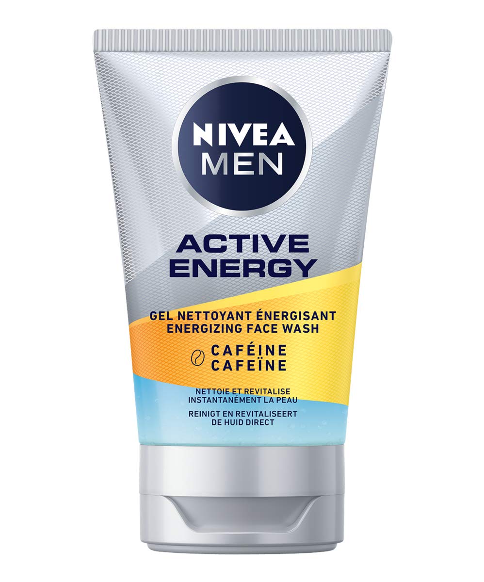 NIVEA MEN Active Energy Cleansing Gel (1 x 100 ml), Men's Face Care with Revitalizing Action, Purifying Face Gel Anti Oil and Impurities
