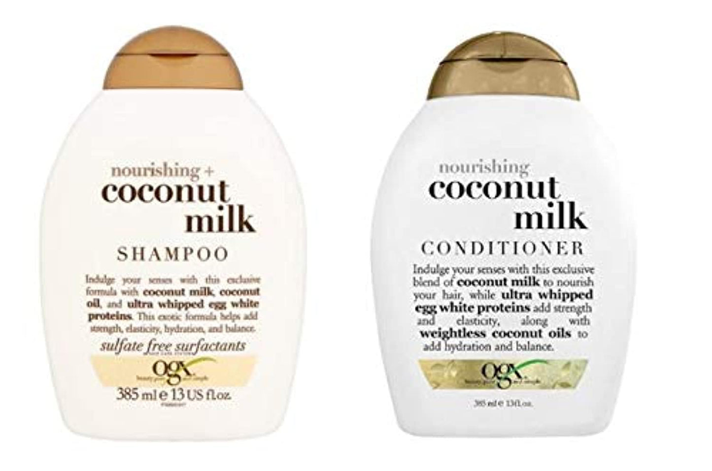 OGX (formerly Organix) Nourishing Coconut Milk Shampoo 385 ml + Conditioner / Conditioner 385 ml - Luxurious Deep Care of Coloured Hair