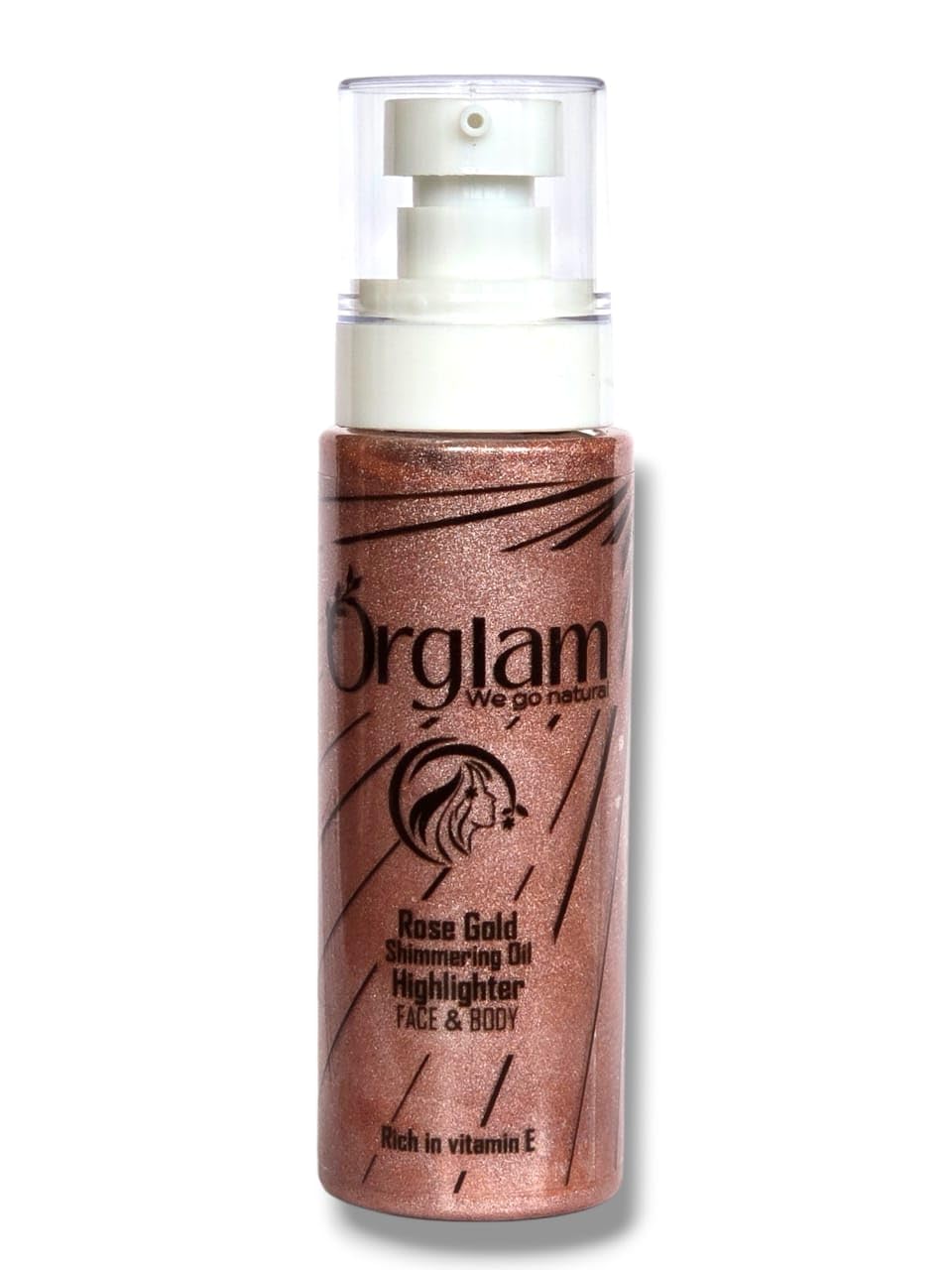 Orglam (Rose Gold Shimmering Oil Highlighter (NATURAL) (vitamin E Rich) (100ml))