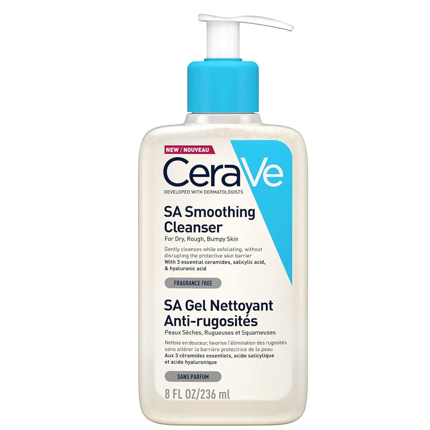 CeraVe SA Smoothing Cleanser | 236ml/8oz | Face and Body Wash with Salicylic Acid