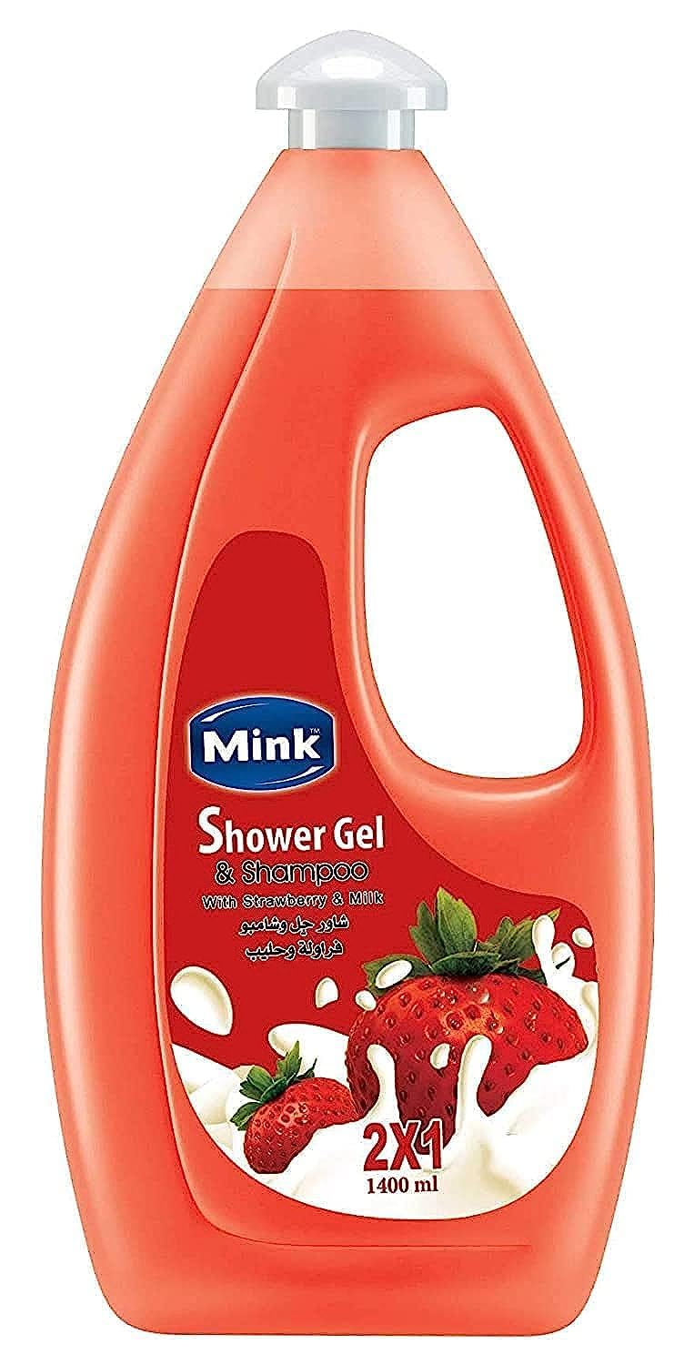 Mink Shower Gel And Shampoo With Strawberry And Milk, 1400ml