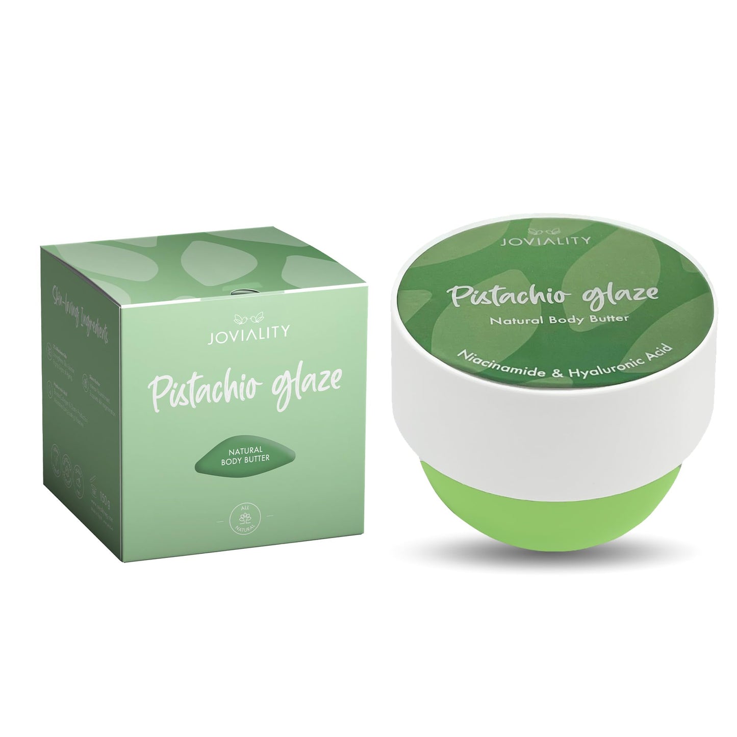 Joviality Natural Body Butter- Pistachio Glaze with 3% Niaciamide, Hyaluronic acid & Shea Butter