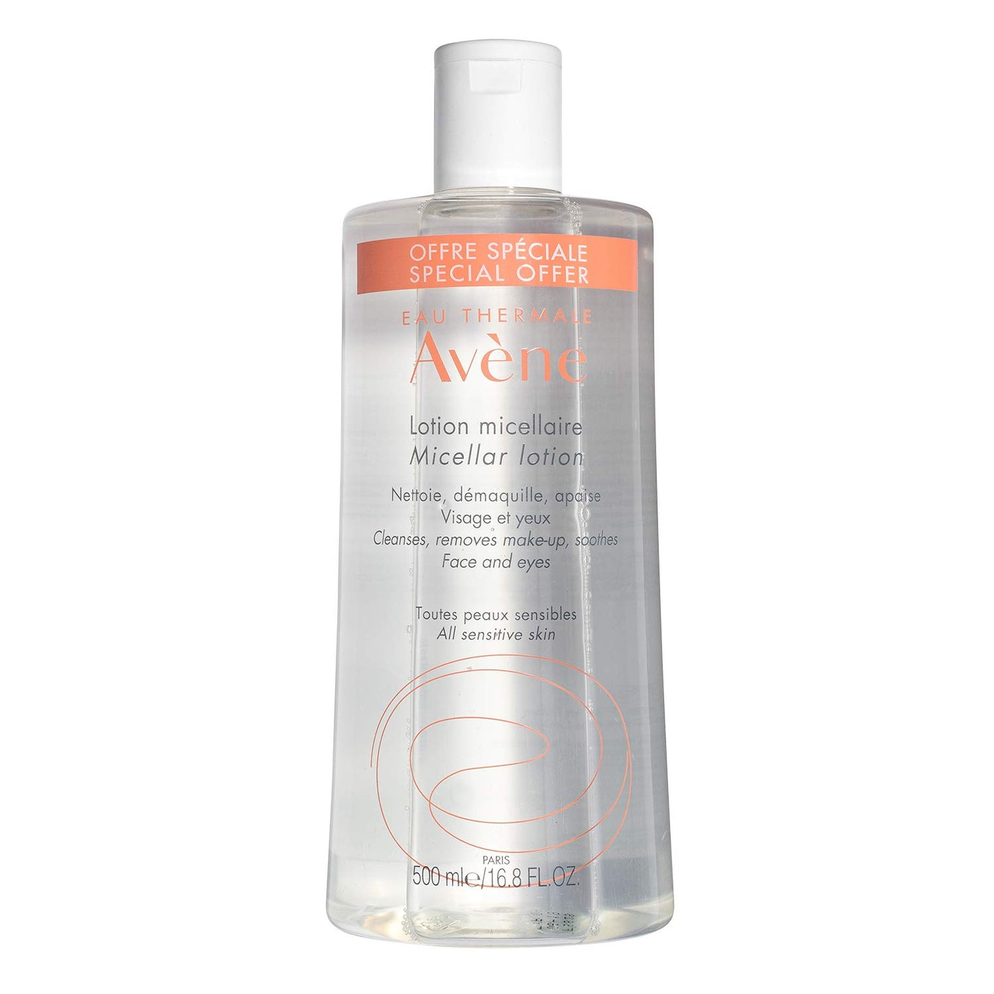 Avene Eau Thermale Avène Micellar Lotion Cleansing Water, Toner, No Rinse Make-up Remover for All Skin Types, 16.8 fl. oz.