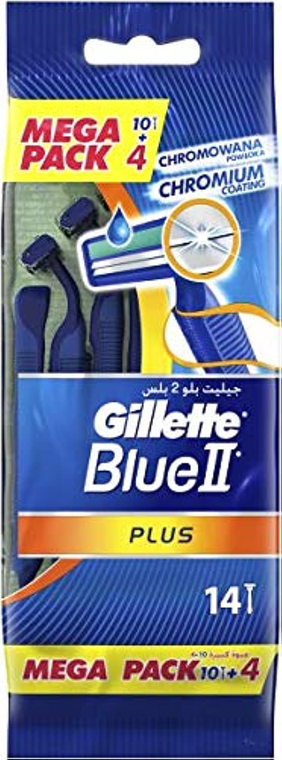 Gillette Blue II Plus Disposable Razor 14 Pieces - Pack of 1