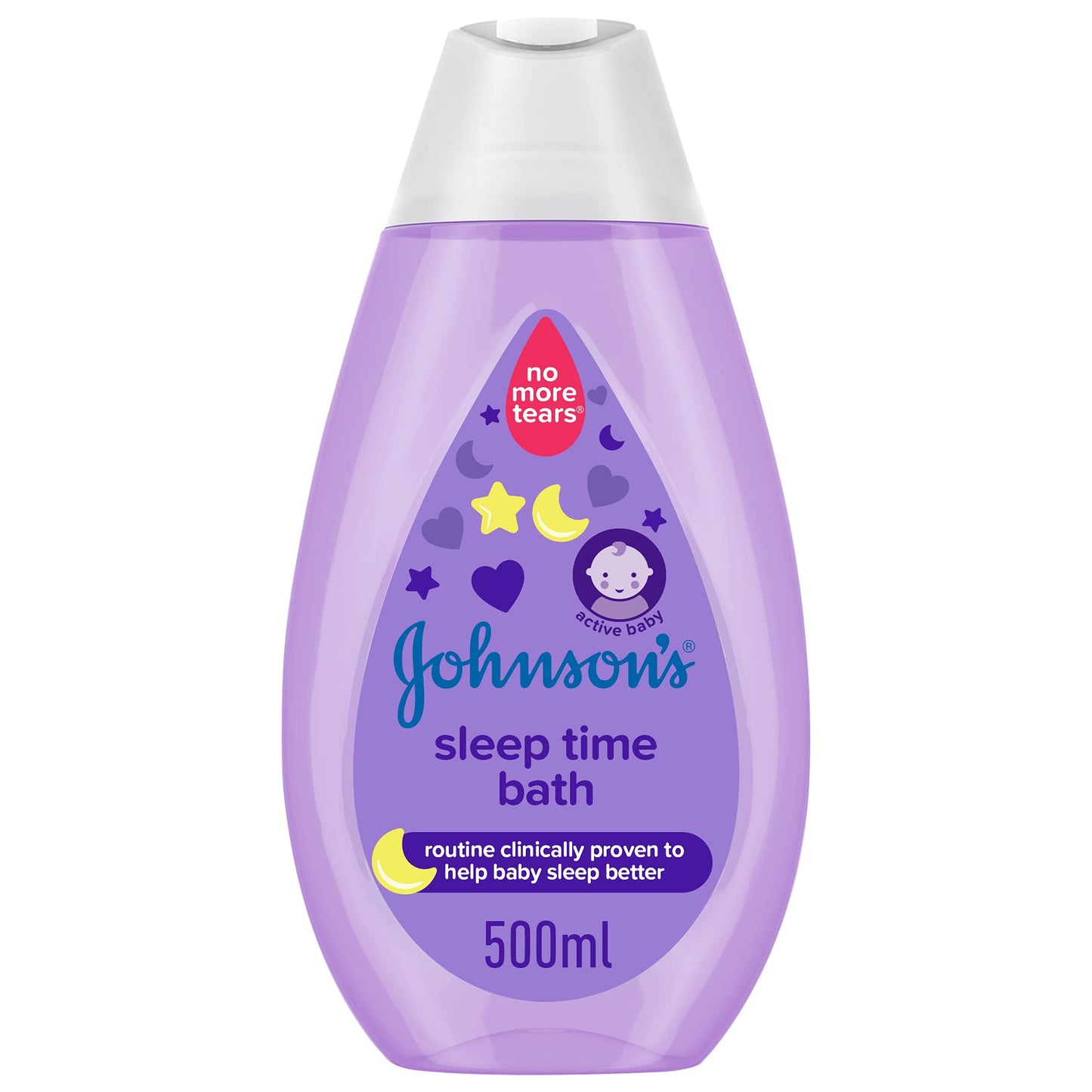 Johnson's Baby Bath Sleep Time, 500ml, Gentle Formula to Help Calm and Relax Your Baby, Soothing Night-Time Bath for a Peaceful Sleep, Enriched with Natural Lavender