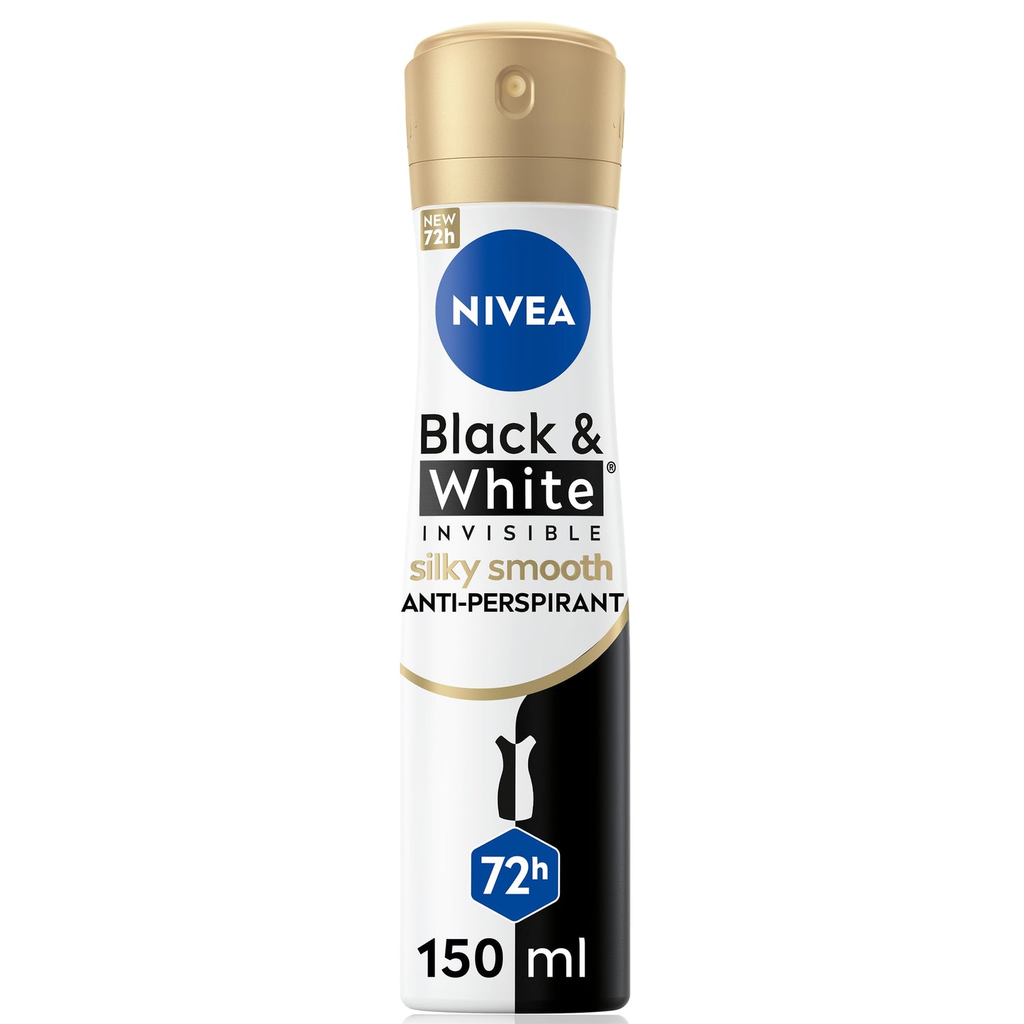 NIVEA Antiperspirant Spray for Women, 72h Protection, Black & White Invisible Silky Smooth Shaving, 150ml