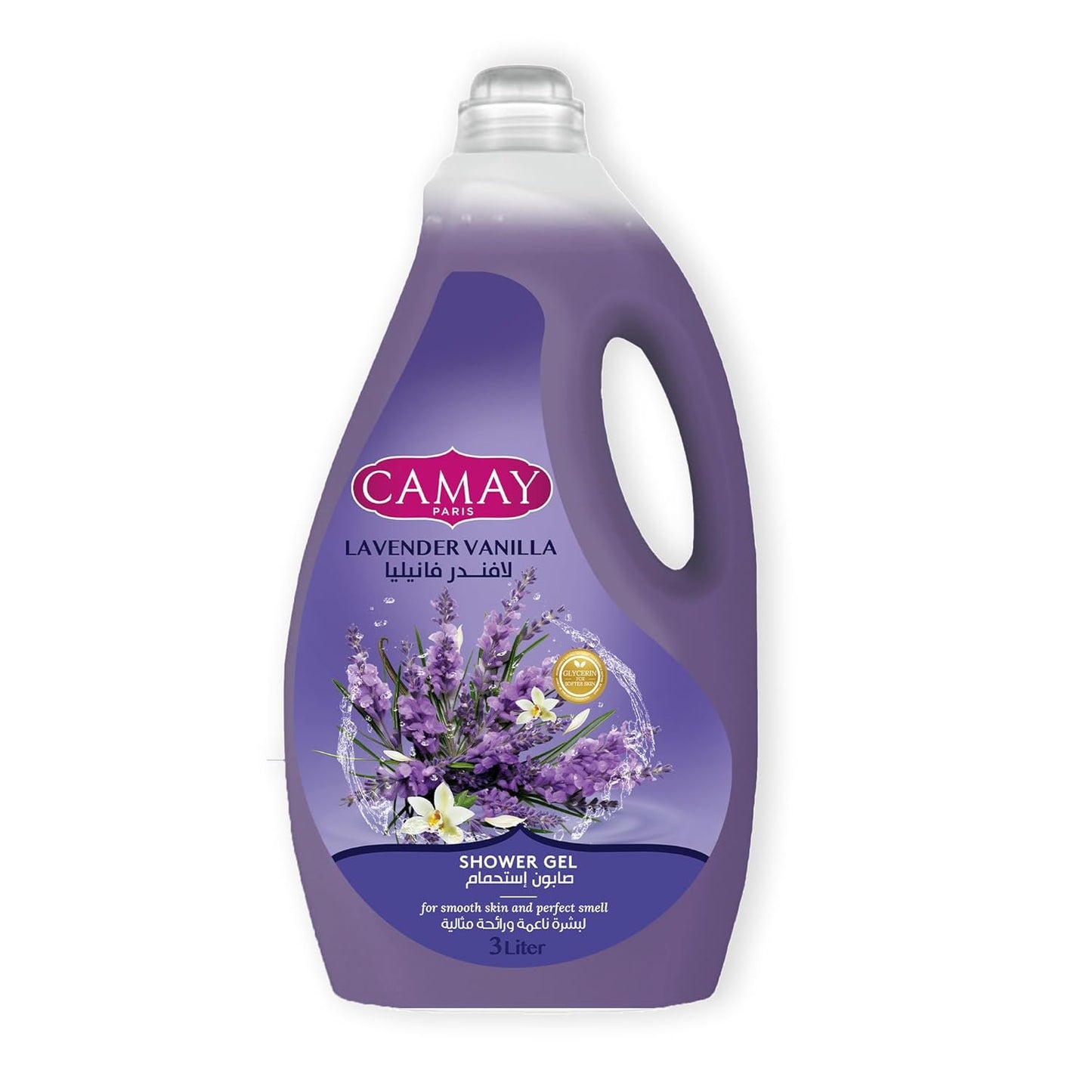 CAMAY Shower Gel Lavendar & vanilla with Glycerine for softer & fragranced skin, 3L