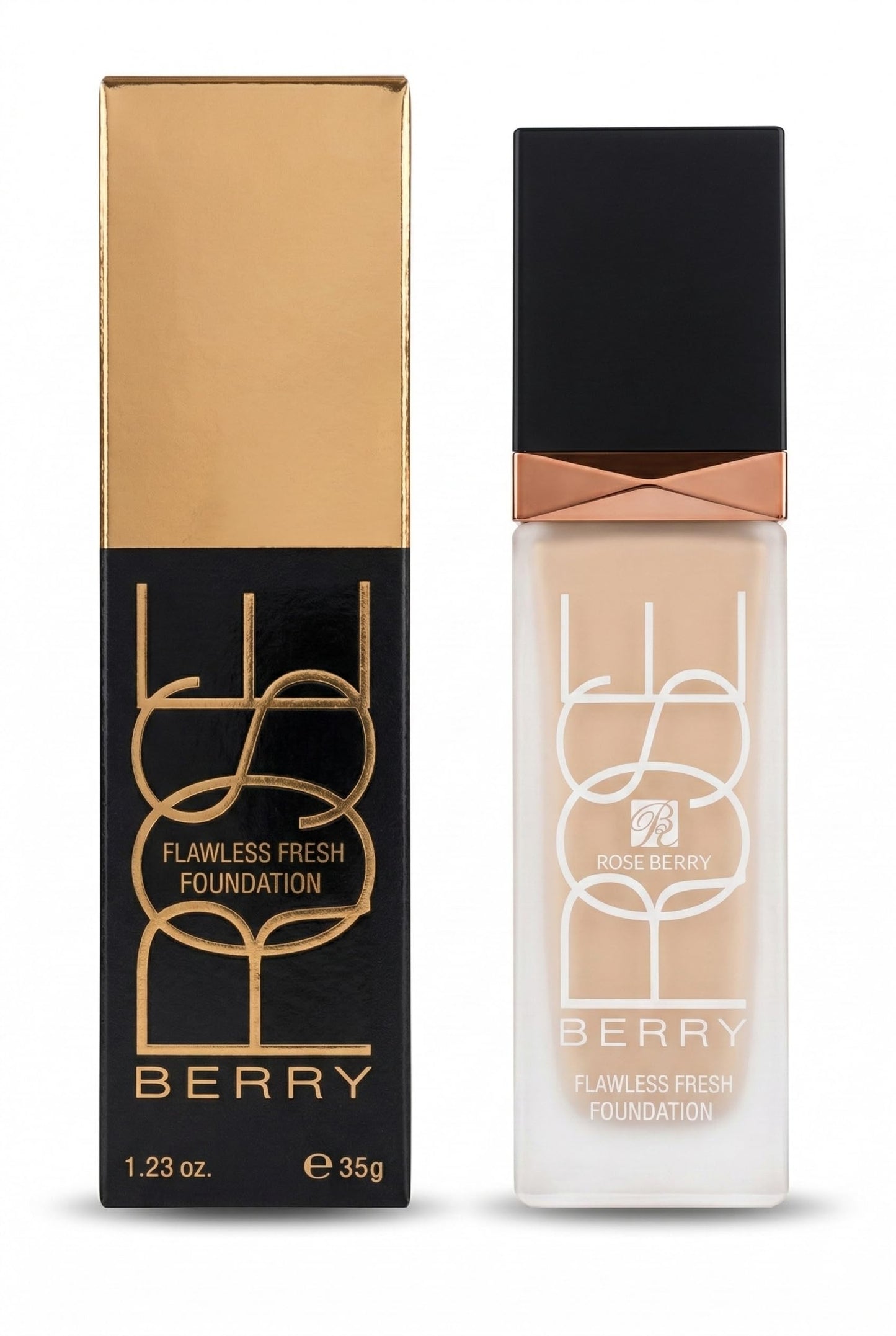 Rose Berry Flawless Fresh Foundation, Liquid Makeup, 35g, with Pump Dispenser, Shade 01 Beige