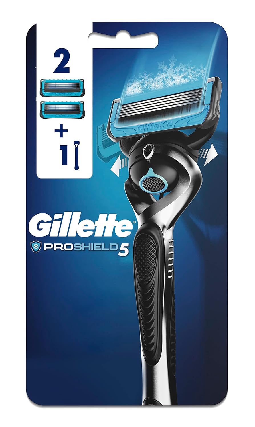Gillette proshield5 chill razor handle + 2 blade refills