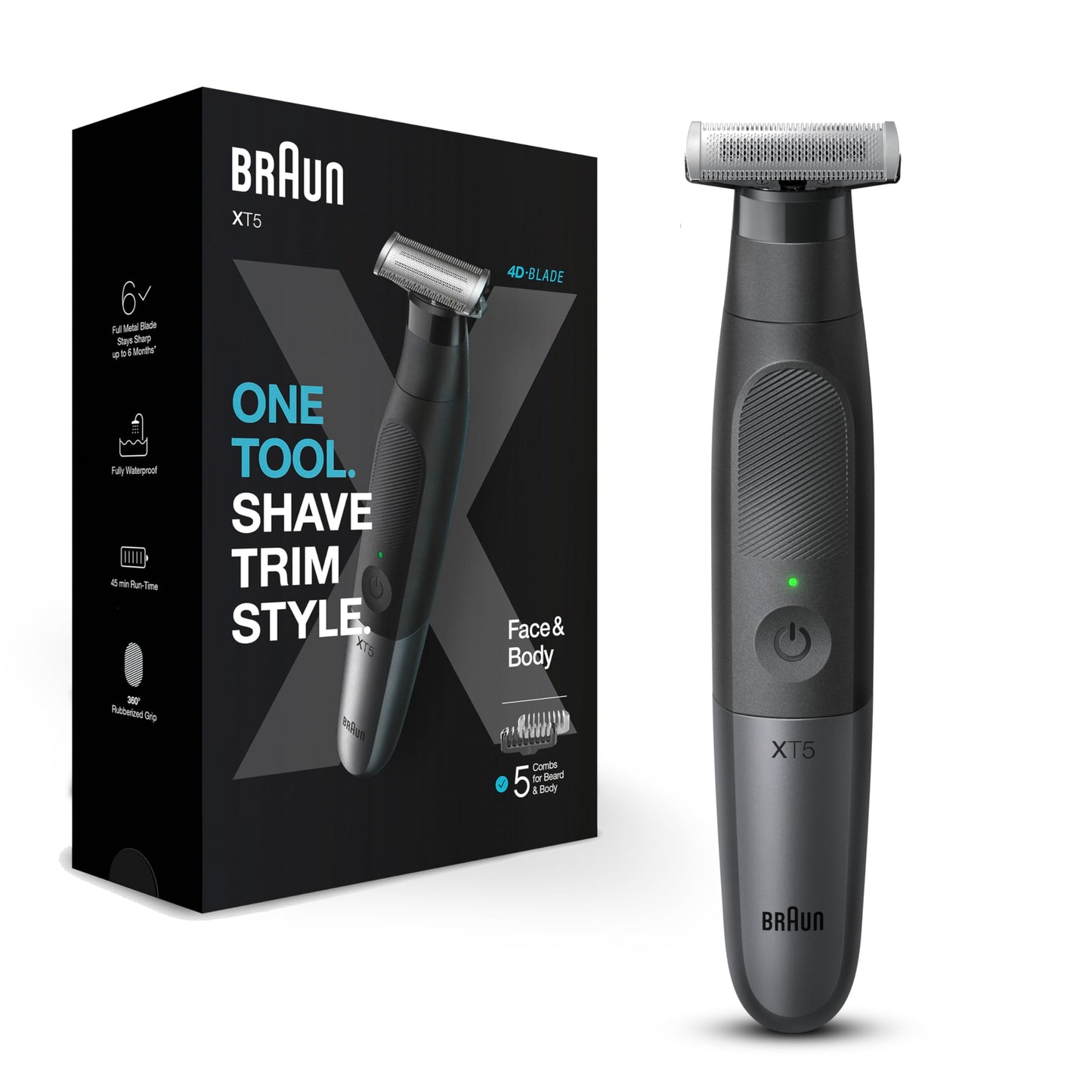 Braun Series X XT5100 Wet & Dry all-in-one tool with 5 attachments, Black/Silver