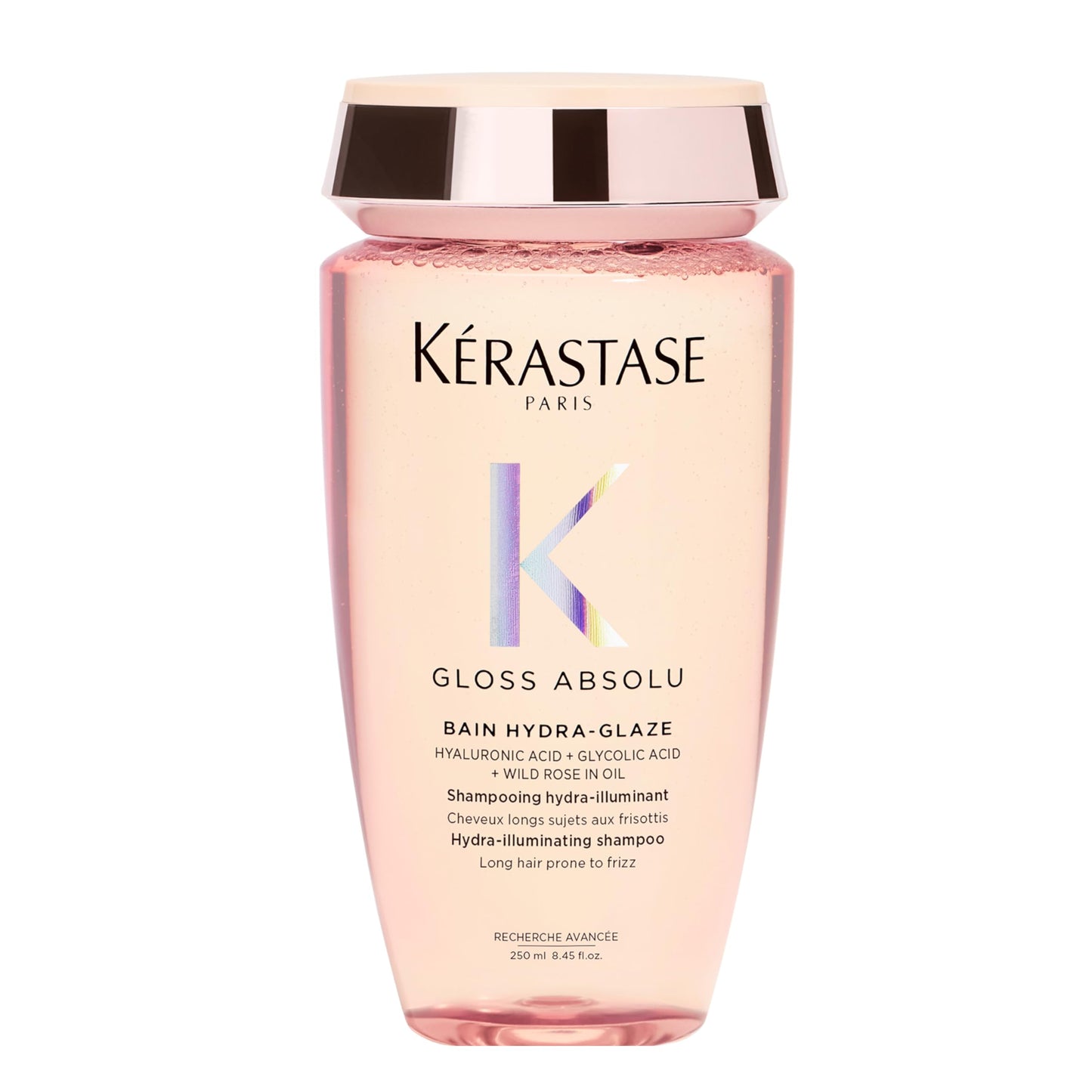 KÉRASTASE Gloss Absolu High-Shine Anti-Frizz Shampoo | Cleanses & Reveals Ultimate Shine, for Glossy & Bouncy Hair with Glycolic Acid, Hyaluronic Acid & Wild Rose | 250ml