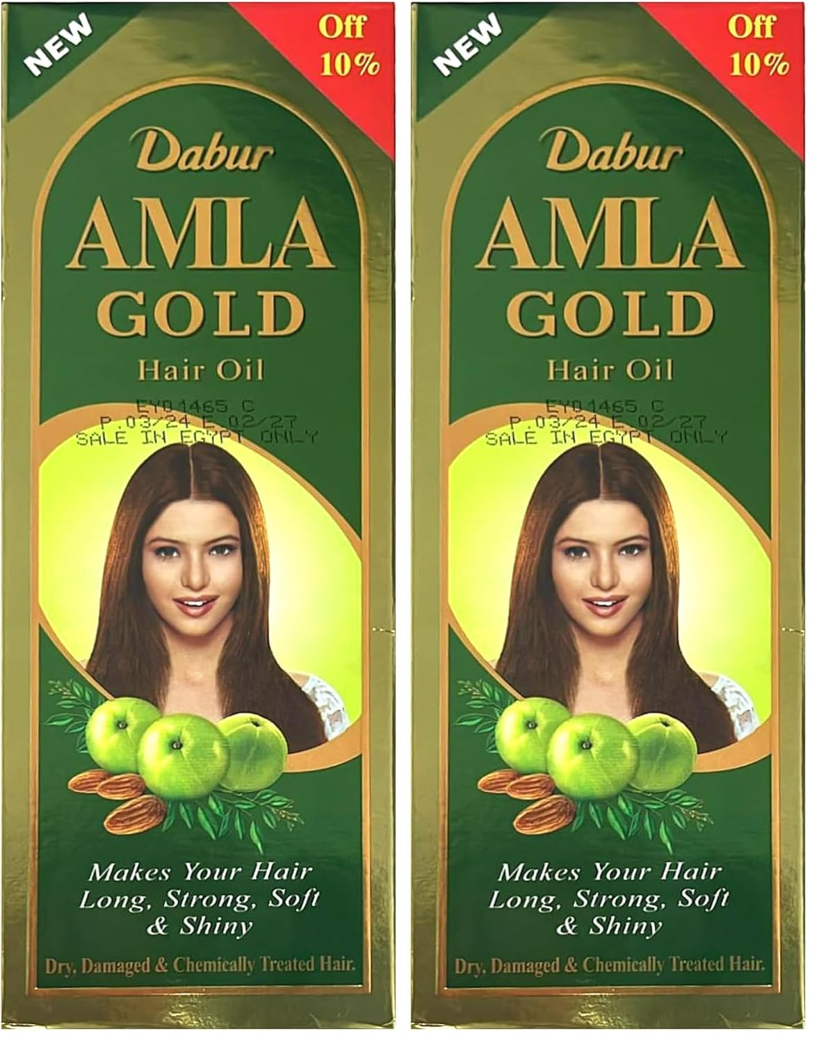 Dabur Amla Gold Hair Oil (90mL) | Natural Extract of Almond and Henna | Promotes Hair Growth | For Dry, Damaged and Chemically Treated Hair (Pack of 2)