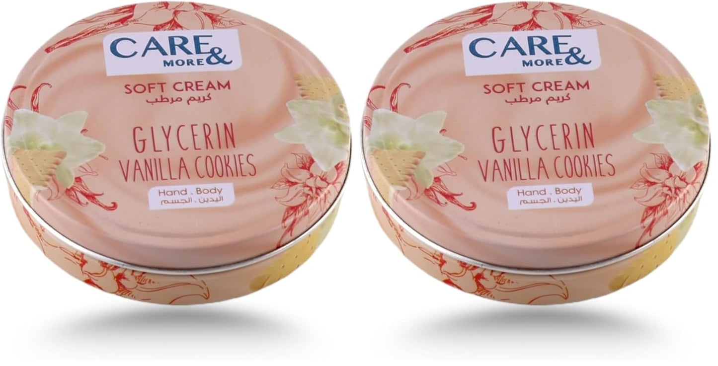 Care & More soft Cream glycerin Vanilla & Cookies 125 Ml (Pack of 2)