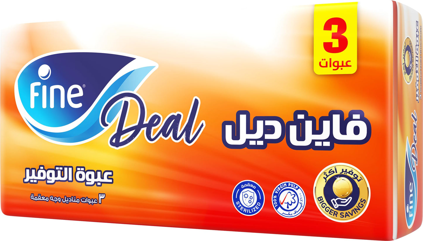Fine Deal Facial Tissues 380 Sheets, 2 Ply, Pack of 3