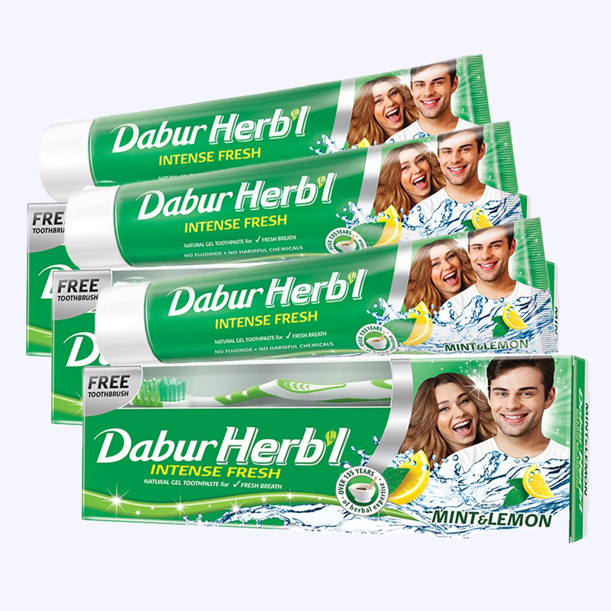 Dabur Herbal Green Gel, 150gm + Toothbrush (Pack Of 3)