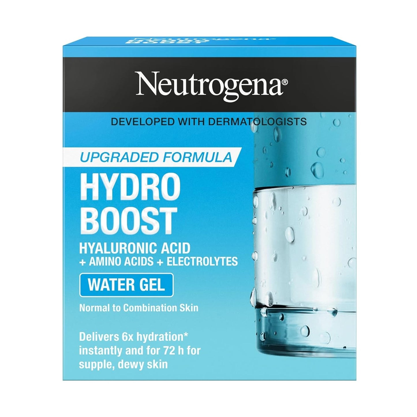 Neutrogena Face Moisturizer Water Gel, Hydro Boost, Normal To Combination Skin, Lightweight and Oil-free, 100% Alcohol Free, suitable for sensitive skin, 50 ml