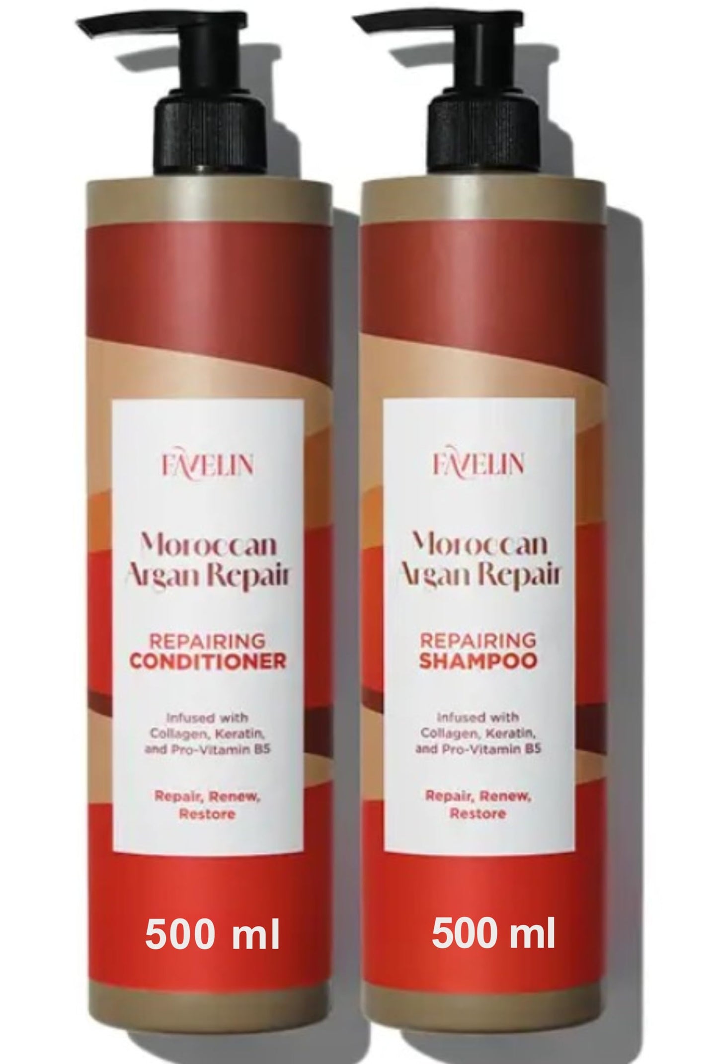 Favelin Moroccan Argan Repairing Set | Shampoo & Conditioner Set 500 ml | with Argan Oil & Keratin –Collagen Shampoo for Dry & Damaged Hair – Strengthening Hair Care for Women & Men