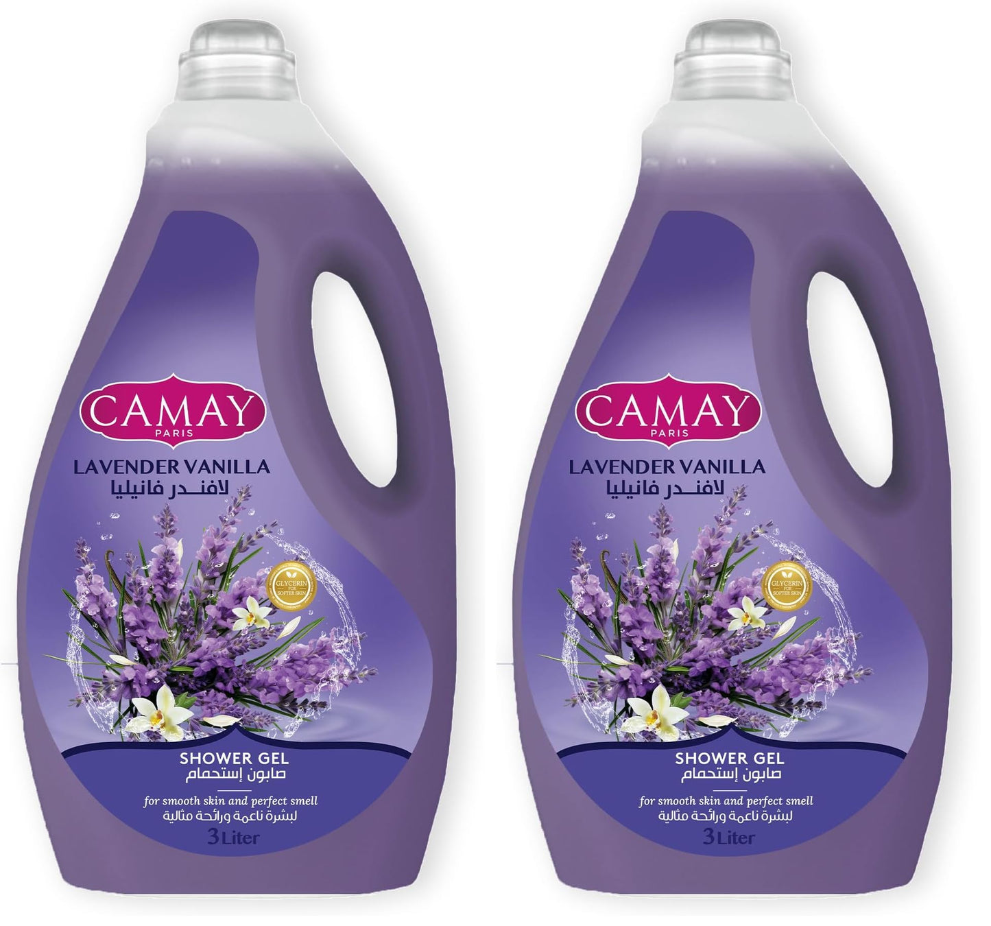 CAMAY Shower Gel Lavendar & vanilla with Glycerine for softer & fragranced skin, 3L (Pack of 2)