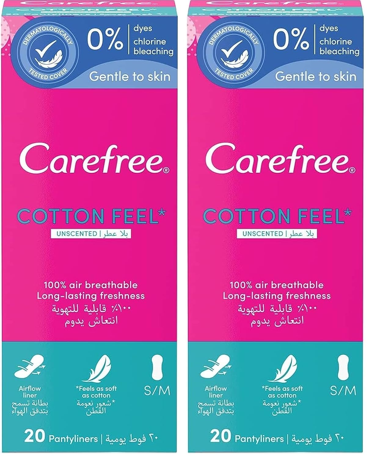 Carefree panty liners, cotton, unscented, pack of 40